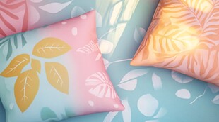 多彩花卉图案抱枕展示