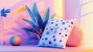 波点抱枕营造温馨角落