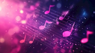 梦幻粉色音乐元素背景图