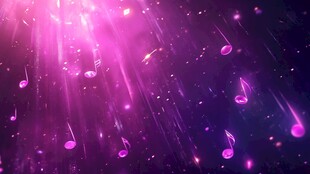 梦幻紫色音符闪耀背景