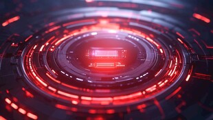 未来科技感的红色环状界面