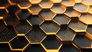 金色六边形科技质感图案