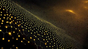 金色科技感点线构成的画面