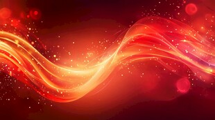 红色动感光效波浪背景图