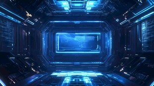 未来科技感的虚拟空间场景