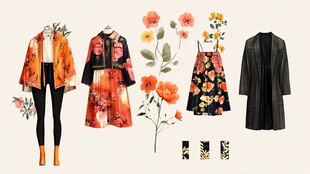 时尚花卉元素服装搭配展示