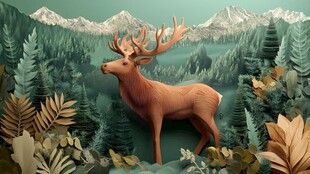 森林中的雄鹿与自然美景