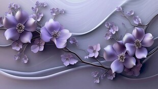 梦幻紫色花卉艺术插画