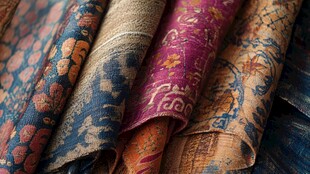 多彩复古花纹布料展示