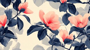 粉色玉兰花枝图案背景