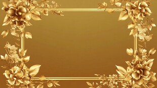 金色花卉边框背景图