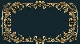 金色华丽花卉边框图案