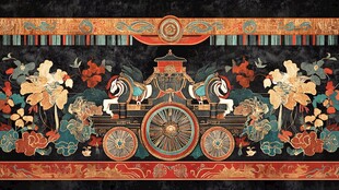 古典马车花卉精美纹饰图