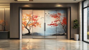 中式艺术玻璃门 室内美景