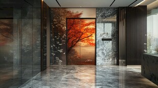 中式风电梯厅艺术装饰空间