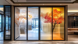 秋景艺术玻璃隔断室内门