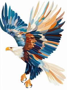 彩色展翅雄鹰插画