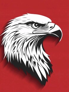 红色背景上的威严白头鹰