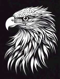 黑白鹰头图案设计