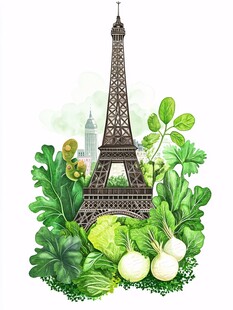 埃菲尔铁塔旁的蔬菜景观