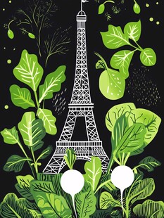 埃菲尔铁塔的绿植环绕景观