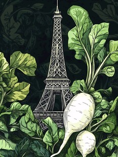 埃菲尔铁塔旁的萝卜绿植