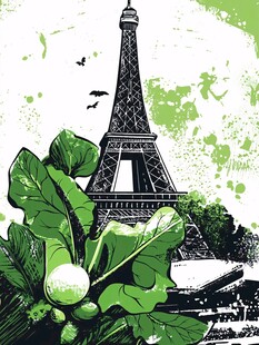 埃菲尔铁塔旁的绿植风景