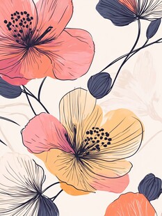 手绘多彩花卉图案背景