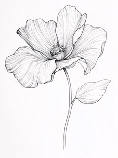 黑白线描单朵花卉图案