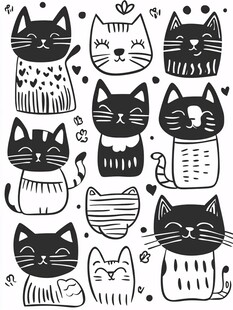可爱卡通猫咪集合图