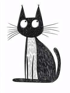 卡通黑猫插画