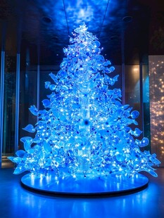 蓝色梦幻圣诞树灯光秀