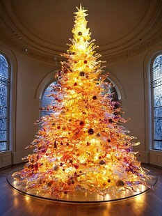 璀璨玻璃圣诞树室内展示