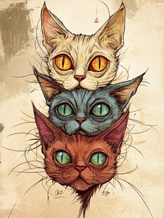 三只萌猫的奇幻堆叠