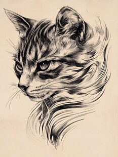 线条勾勒的灵动猫咪头像
