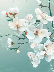 淡雅白梅绽放枝头