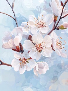 唯美绽放的白色杏花枝头