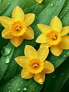 带露黄水仙清新绽放