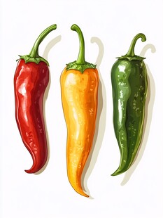 三色辣椒插画