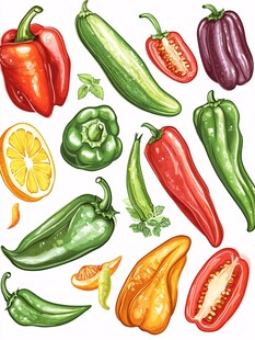 多彩鲜蔬插画