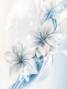 梦幻蓝白花朵背景图