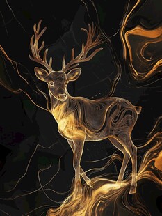 金色灵鹿 神秘梦幻氛围