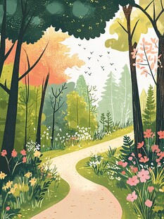 林间小径的自然诗意风光