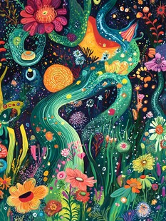 奇幻花草森林梦幻插画