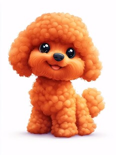 可爱橙色泰迪狗狗插画