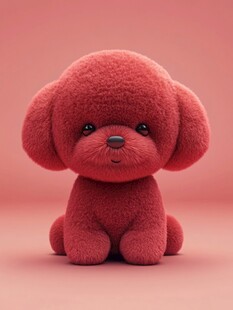 红色毛绒小狗萌态十足