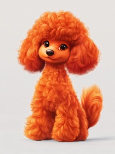 可爱橙色贵宾犬卡通形象