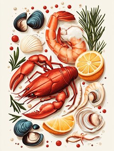 海鲜盛宴 龙虾与贝类组合