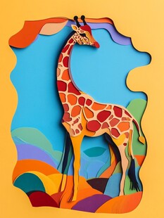 纸艺长颈鹿的多彩奇幻世界