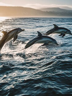 海豚跃出海面的美丽瞬间